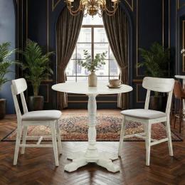 カフェテーブル ラウンド 丸型 アンティークホワイト 木製 組立家具 E4227-RN-71