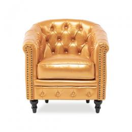 ヴィンセント ラウンジソファ 1人掛けソファ ゴールド 合皮 VL1P113K