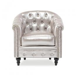 ヴィンセント ラウンジソファ 1人掛けソファ シルバー 合皮 VL1P112K