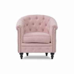 VINCENT ヴィンセント 1人掛けソファ シャーベットピンク 布地 ベロア調 VL1F237K