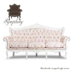 シンフォニー 3人掛けソファ ホワイトxスウィートローズ 布地 1006-3-SH-18F116B