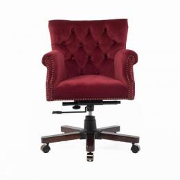 ヴィンセント オフィスチェア デスクチェア レッドベルベット 布地 9017-OF-5F41B