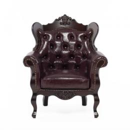 ロココ調 1人掛けソファ ブラウン 合皮 E1166-1-5P38B