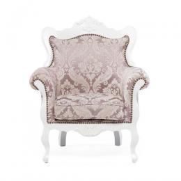 ロココ調 1人掛けソファ ホワイトxピンクダマスク 布地 E1166-1-18F68