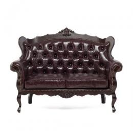 ロココ調 2人掛けソファ ブラウンxブラウン 合皮 E1166-2-5P38B