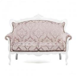 ロココ調 2人掛けソファ ホワイトxピンクダマスク 布地 E1166-2-18F68